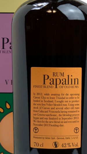 Rum Papalin Velier Finest Blend - back label