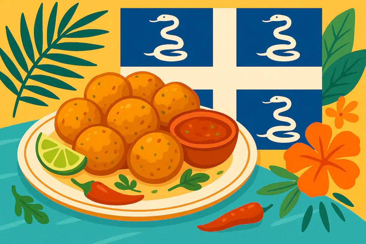 RUM E CUCINA- Accras de Morue, Martinica. Illustrazione.