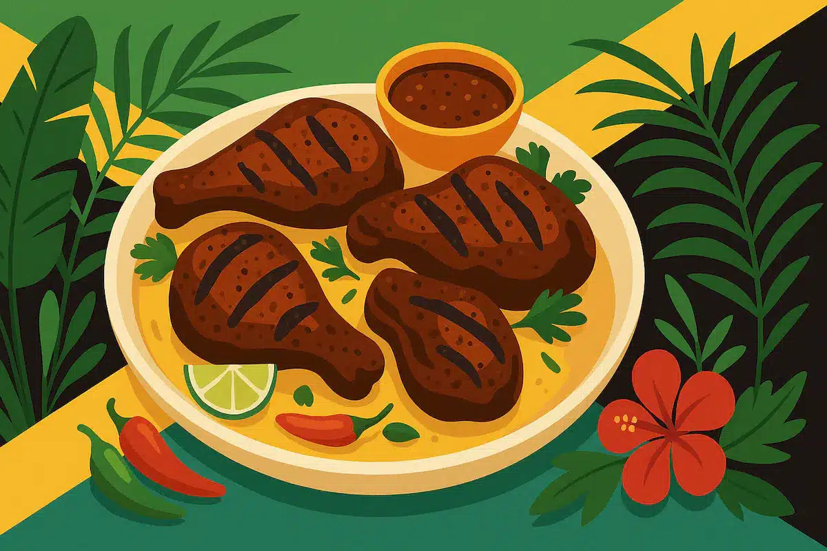 RUM E CUCINA- Jerk Chicken, Jamaica. Illustrazione. Blog Leonardo Pinto. Isla de Rum.