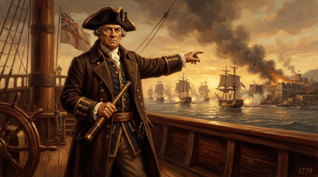 Edward "Old Grog" Vernon nella battaglia di Porto Bello
